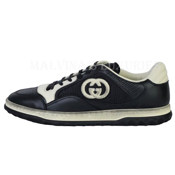 GUCCI SNEAKERS MENS BLACK MAC 80 EMBROIDERED SHOES w LOGO - Picture 4 of 15